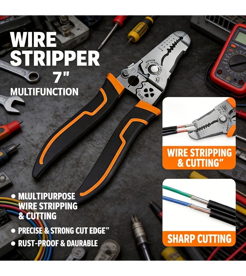 Professional 7 Inch Multi Function Wire Stripping Tool With Non Slip Grip - Image 1