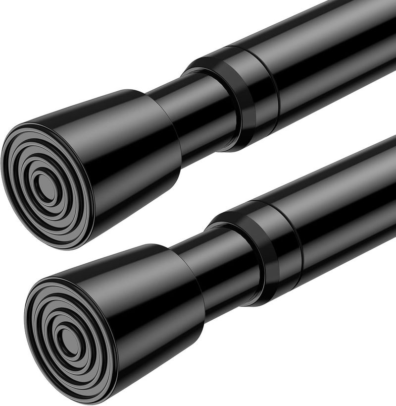 AIZESI 2 Pack Tension Rods for Windows 26.5 to 36 inch, Adjustable Expandable Pressure Spring Curtain Rods No Drilling, Black Curtain Rods for Doorway Closet Door - Image 1