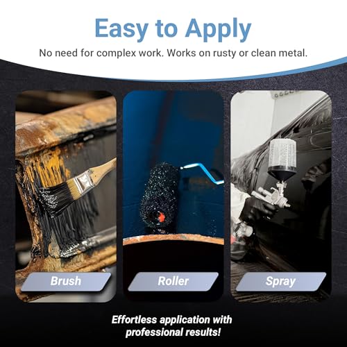 RUST BULLET طلاء رست بوليت بلاك شيل - أسود لامع - 1 جالون - طلاء وقائي ضد التآكل، مقاوم للأشعة فوق البنفسجية، طلاء مضاد للصدأ، حماية معدنية طويلة الأمد - Image 4