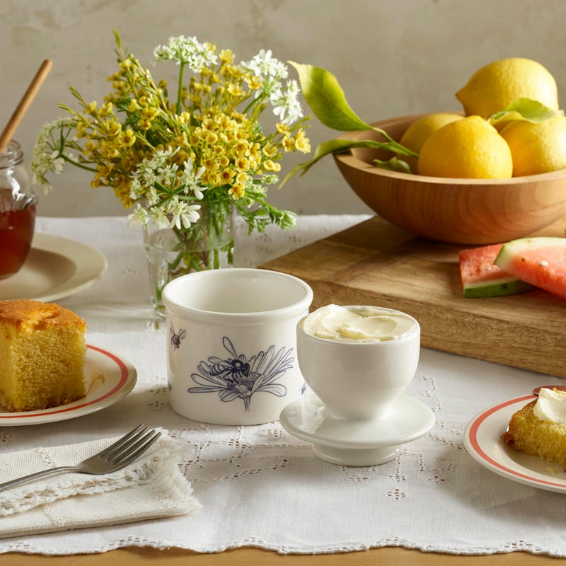 Butter Bell - The Original Butter Bell crock by L Tremain, a Countertop French Ceramic Butter Dish Keeper with Lid for Spreadable Butter, Farmhouse Collection, Honey Bees, Blue & White - Image 3