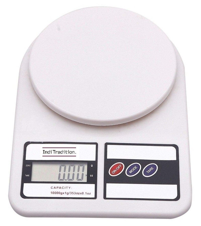 Inditradition Electronic Digital Kitchen Weighing Scale 10 Kg with BackLight Battery Operated White - Image 2