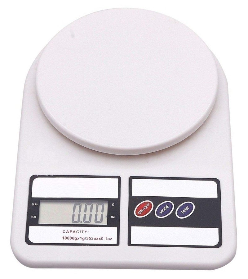 Inditradition Electronic Digital Kitchen Weighing Scale 10 Kg with BackLight Battery Operated White - Image 1