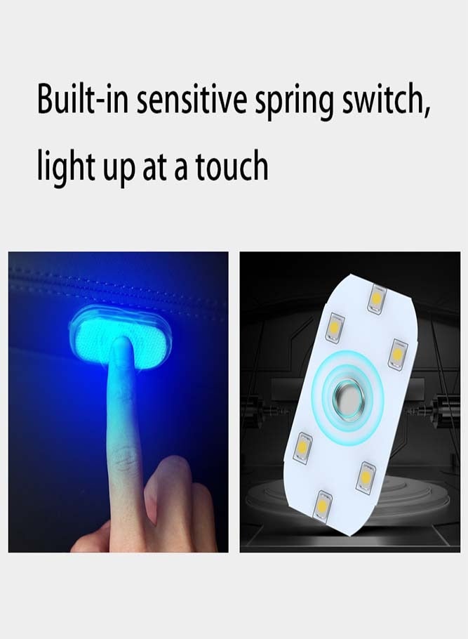 Oasisgalore 2 Pieces Blue Interior Car LED Lights, Portable Small Touch Lights, Car Emergency Light, Rechargeable USB Wireless Floodlight  - Image 2