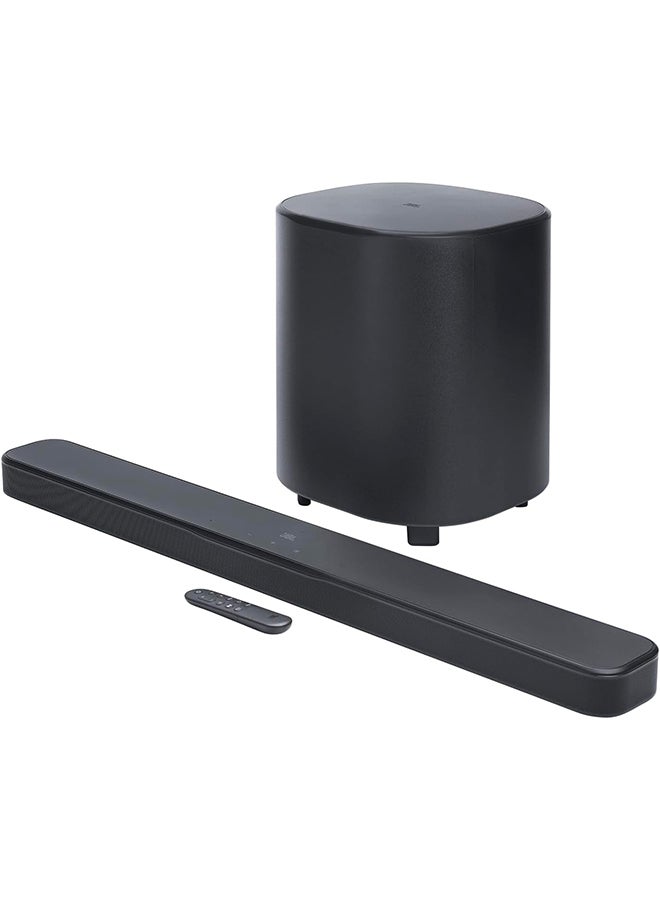 BAR 500MK2 5.1 Channel Soundbar with Dolby Atmos, 750W Output, 10” Wireless Subwoofer, MultiBeam 3.0, HDMI eARC, Bluetooth and Wi-Fi, Compatible with All TVs JBLBAR500M2 Black