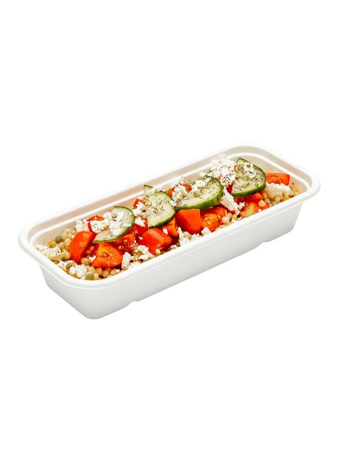 Restaurantware Pulp Tek 9.2 x 3.8 x 1.8 Inch Takeaway Food Boxes, 100 Disposable Take Out Containers - Lids Sold Separately, Freezable, White Bagasse Catering Food Containers, Microwavable - Image 2