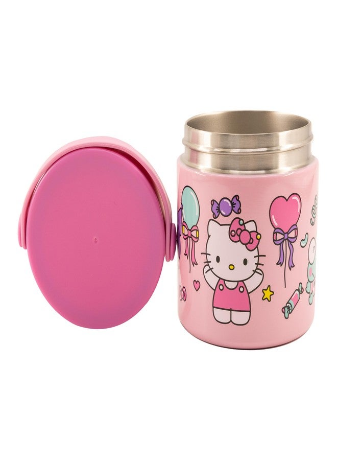فاست فوروورد علبة شوربة معزولة للأطفال من سانريو بتصميم هيلو كيتي وأصدقائها | وعاء طعام حراري سعة 12 أونصة بمقبض، مزين بشخصيات هيلو كيتي، كورومي، وكيروبي | وعاء غداء من الفولاذ المقاوم للصدأ مانع للتسرب | مناسب للأعمار من 3 سنوات فما فوق - Image 2