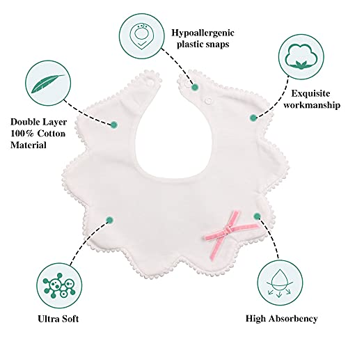 JANGANNSA 3 PCS Flower Baby Bibs Infant Burp Clothes for Baby Girls Saliva Towel Cotton Infant Toddler Girls Bibs(3 PCS -B) - Image 2