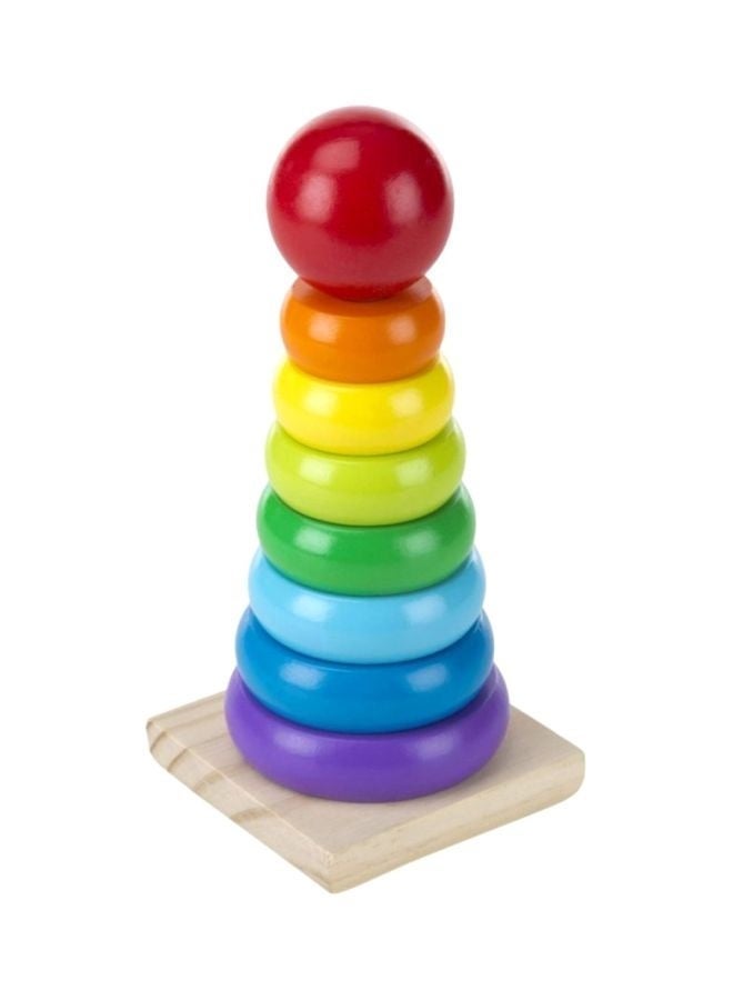 9-Piece Geometric Stacker Wooden Toy - Montessori Educational Blocks with 9 Shapes & Sizes, Natural Wood Finish Non-Toxic Paint for Toddlers' Shape Recognition, Fine Motor Skills - Image 1