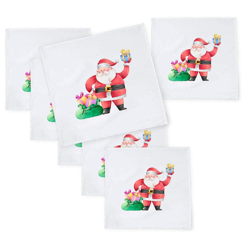 Khakee مناديل طاولة حرير تفطة بموضوع عيد الميلاد 6 قطع 10x10 لتزيين عيد الميلاد زينة عيد الميلاد هدية عيد الميلاد npxmas346P - Image 1