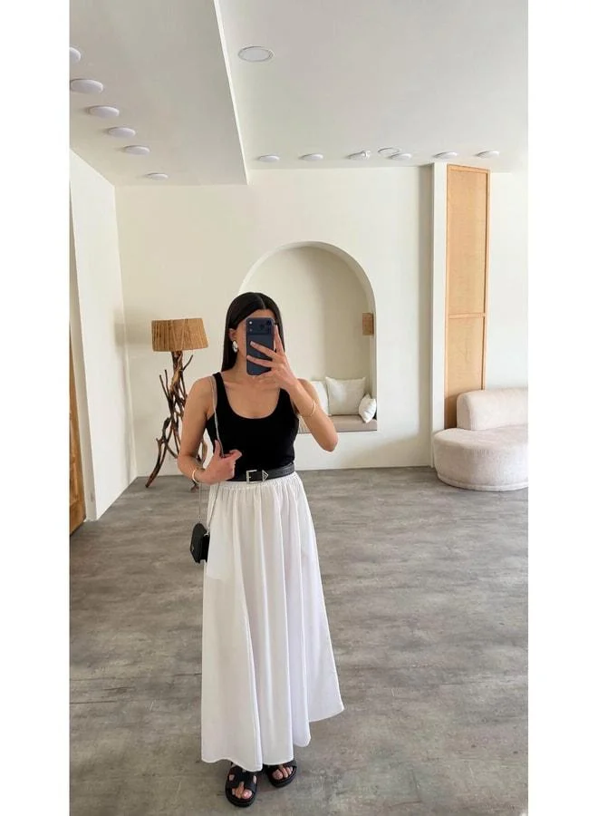 Gaus  White elastic waist Tencel skirt GAUS-01321. for Women | Best Price UAE