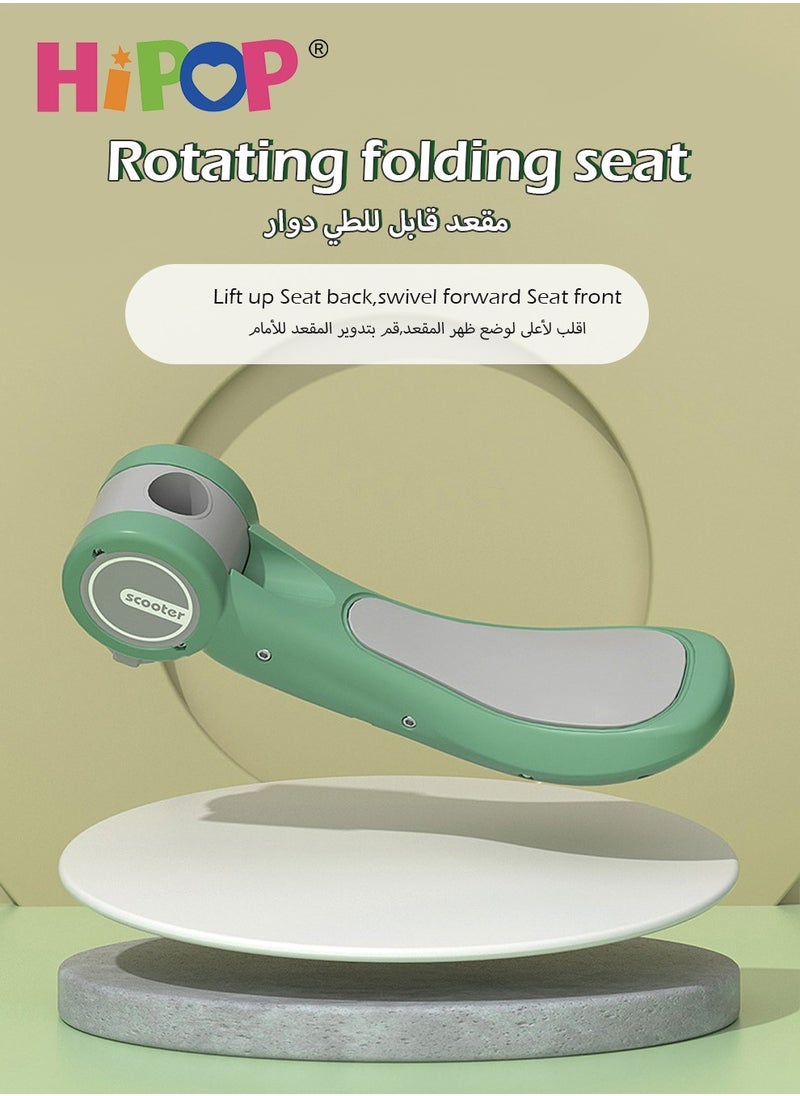 HIPOP - Foldable Scooter for Kids 3-Wheel,Featuring Seat and Light Music,Designed for Both Sitting and Sliding,with Anti Tip Design that Resembles Cartoon Children's Car - Image 1