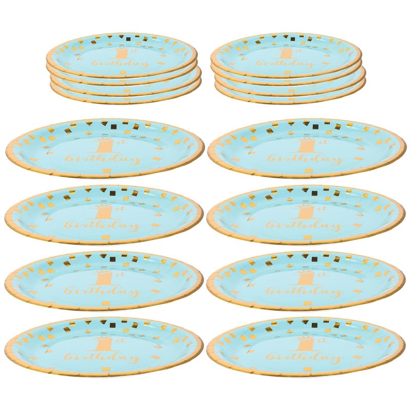 7 Inch Sky Blue Disposable Paper Plates 16 Pack For Birthday Party Shower Celebration - Image 2