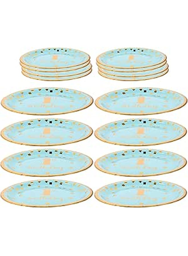 7 Inch Sky Blue Disposable Paper Plates 16 Pack For Birthday Party Shower Celebration - Image 1