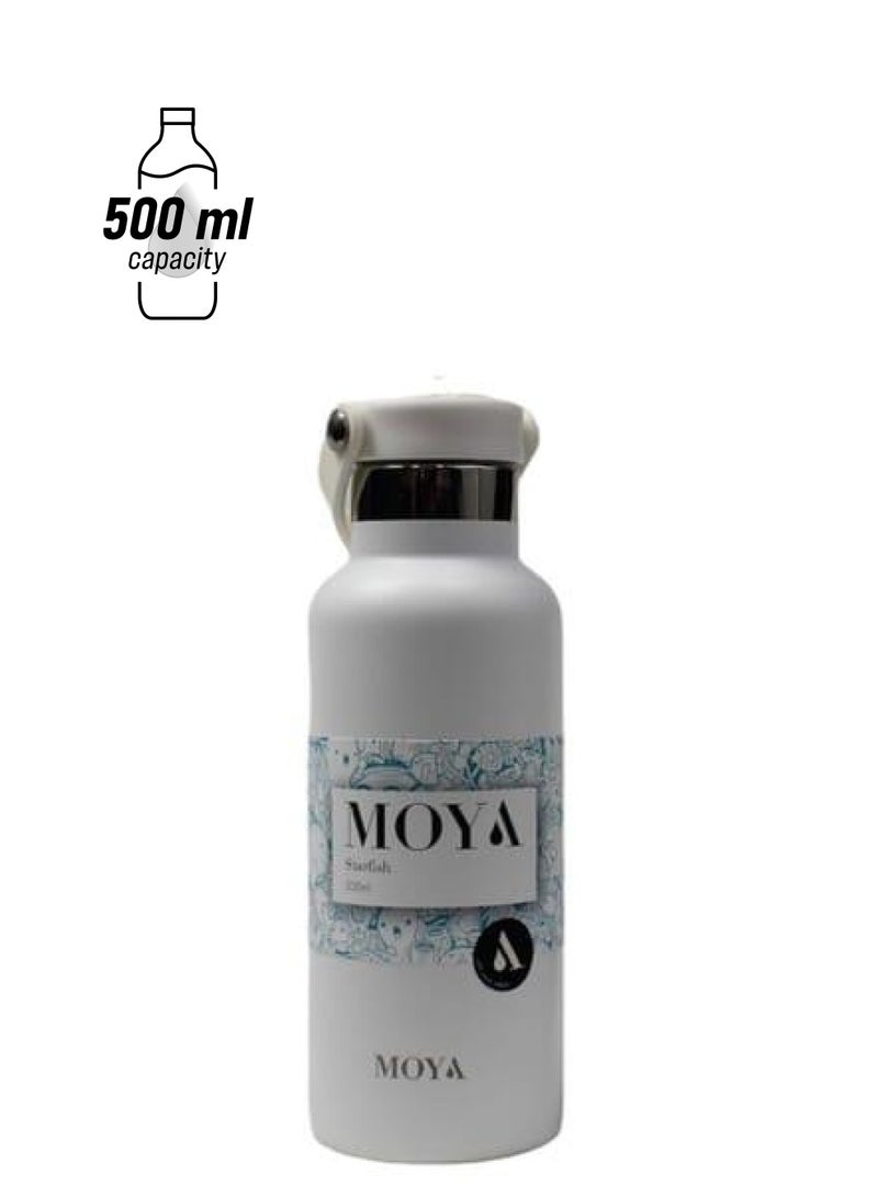 Moya "Starfish" 500ml Insulated Sustainable Water Bottle White - Image 1