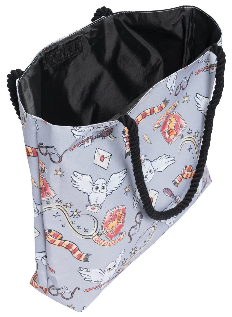 Harry Potter Tote Travel Bag Gryffindor Hedwig All Over Print Grey - Image 4
