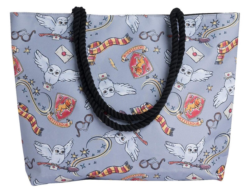 Harry Potter Tote Travel Bag Gryffindor Hedwig All Over Print Grey - Image 1