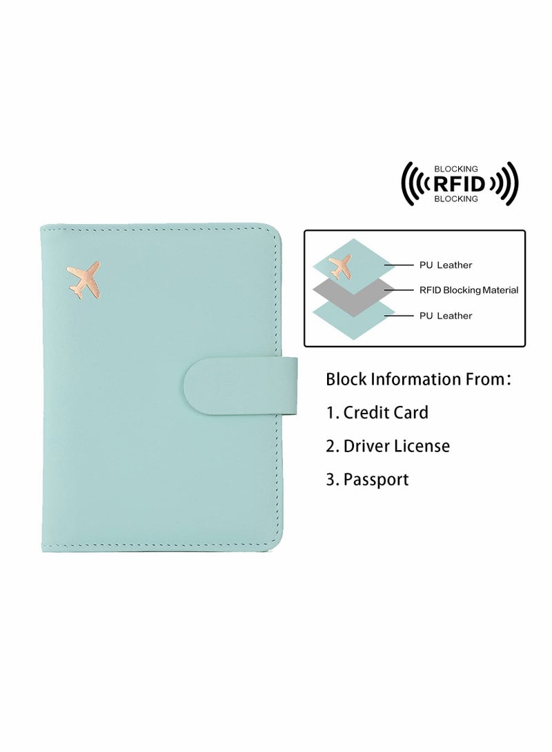 Stylish RFID Blocking Passport Holder with Card Slots & Waterproof Travel Wallet for Men & Women (Aqua Green) - Image 5