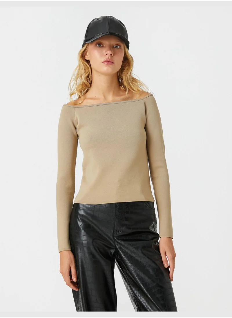 كوتون Boat Neckline Tricot Sweater