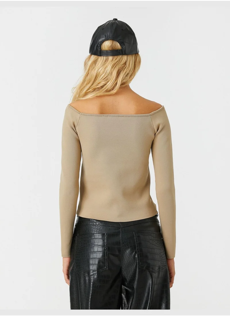 كوتون Boat Neckline Tricot Sweater