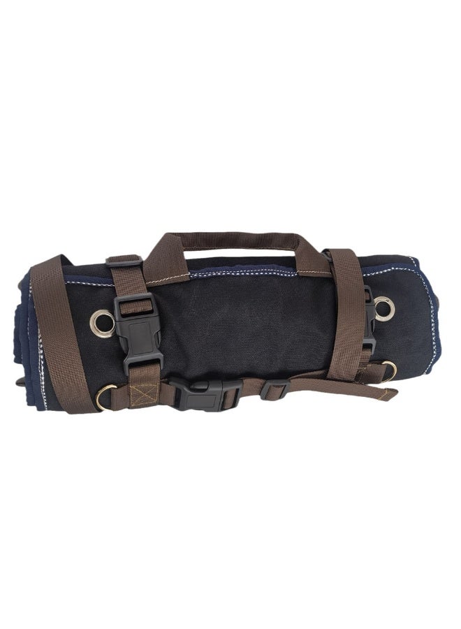 RVETEE 15-Pockets Waxed Canvas Tool Roll Up Bag Organizer Pouch,Brown - Image 1