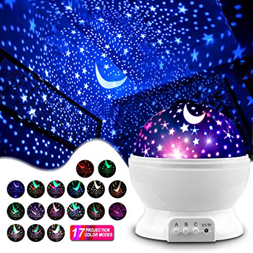 MOKOQI Star Projector Night Lights for Kids, Fun Gifts for 1-4-6-14 Year Old Girl and Boy, Projection Lamp for Kids Bedroom Ceiling, Stars and Moon for Child Asleep Peacefully (White) - Image 2