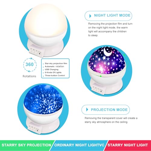 MOKOQI Star Projector Night Lights for Kids, Fun Gifts for 1-4-6-14 Year Old Girl and Boy, Projection Lamp for Kids Bedroom Ceiling, Stars and Moon for Child Asleep Peacefully (White) - Image 5