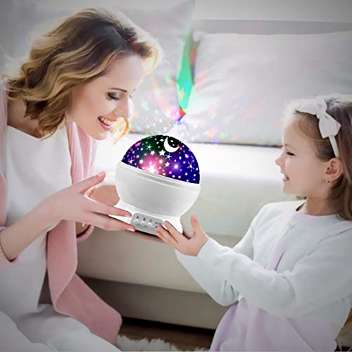MOKOQI Star Projector Night Lights for Kids, Fun Gifts for 1-4-6-14 Year Old Girl and Boy, Projection Lamp for Kids Bedroom Ceiling, Stars and Moon for Child Asleep Peacefully (White) - Image 3