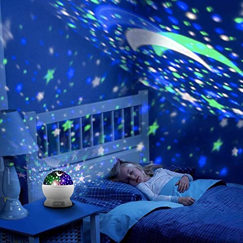 MOKOQI Star Projector Night Lights for Kids, Fun Gifts for 1-4-6-14 Year Old Girl and Boy, Projection Lamp for Kids Bedroom Ceiling, Stars and Moon for Child Asleep Peacefully (White) - Image 4