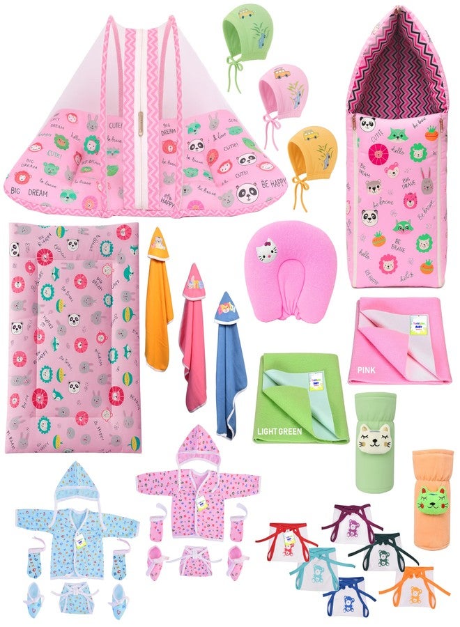 Toddylon Newborn Baby Essentials Kit Combo Set (0-6 Months) | New Born Baby Gift Set & Hospital Bag Kit | Unisex Infants Combo for Newborns Infant Boys & Girls (Pink) - Image 1