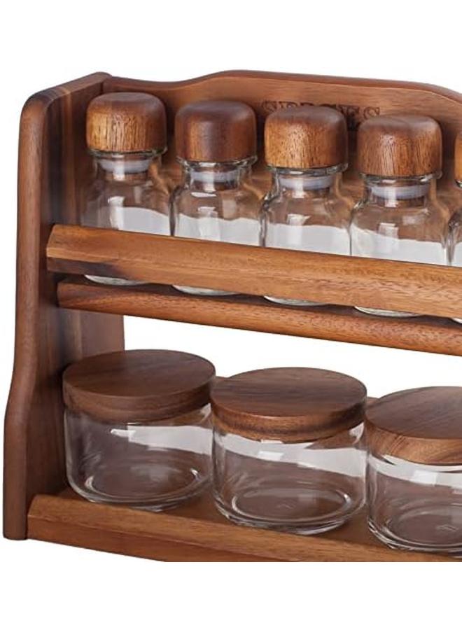 BILLI 5 Pcs Spice Bottles And 3 Pcs Canister Set With Wooden Lid And Rack Aca Og55 3 Sp5 - Image 3