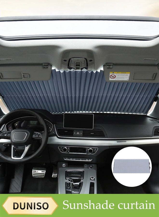 DUNISO Retractable Windshield Sun Shade For Car, Large Sun Visor Protector,Multi Functional Insulation Board，With Suction Cup, Sturdy And Durable, Keeping The Vehicle Cool, Suitable For Sedans And Suvs, 46cm  - Image 1