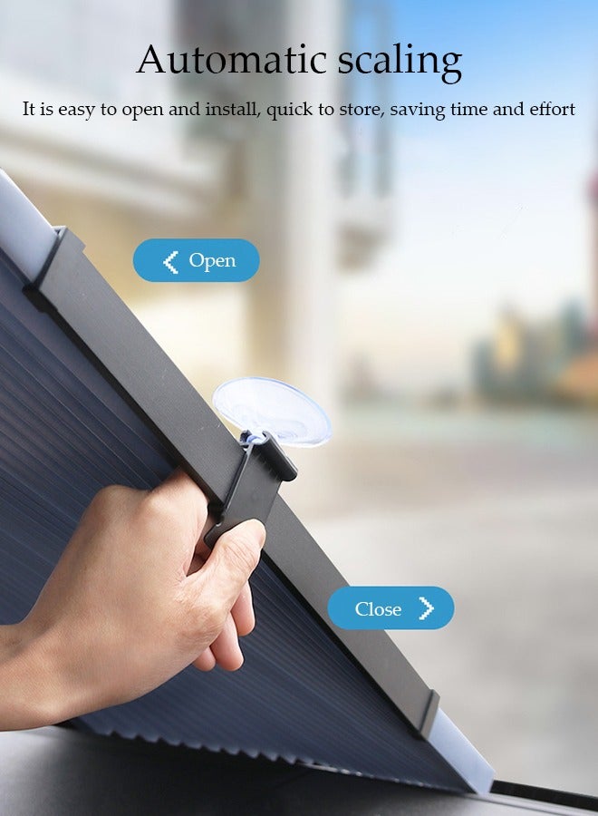 DUNISO Retractable Windshield Sun Shade For Car, Large Sun Visor Protector,Multi Functional Insulation Board，With Suction Cup, Sturdy And Durable, Keeping The Vehicle Cool, Suitable For Sedans And Suvs, 46cm  - Image 5