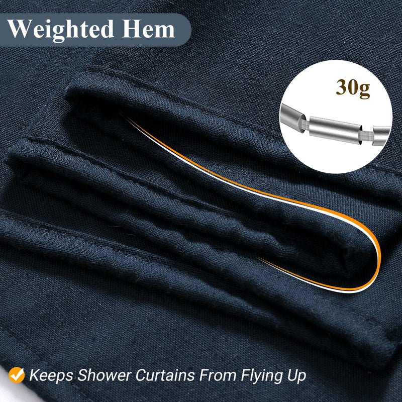 Naturoom Naturom Navy Blue Shower Stain for Bathrate Clate Sendered Hend Cloth Square Startain with Hooks Simple Hotel Luxury Men Association Nautical Decor - Image 3