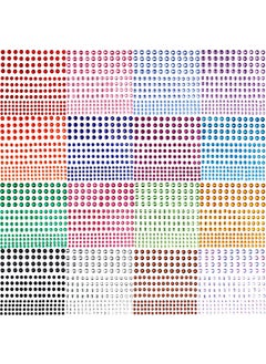 La Jolie Jasmin 2752 Pcs Self Adhesive Rhinestones for Makeup 16 Sheets 16 Colors Eye Nail Gems Face Jewels Stick on, DIY Craft Nail Art Makeup hair Rave Festival Accessories Costume for Women 