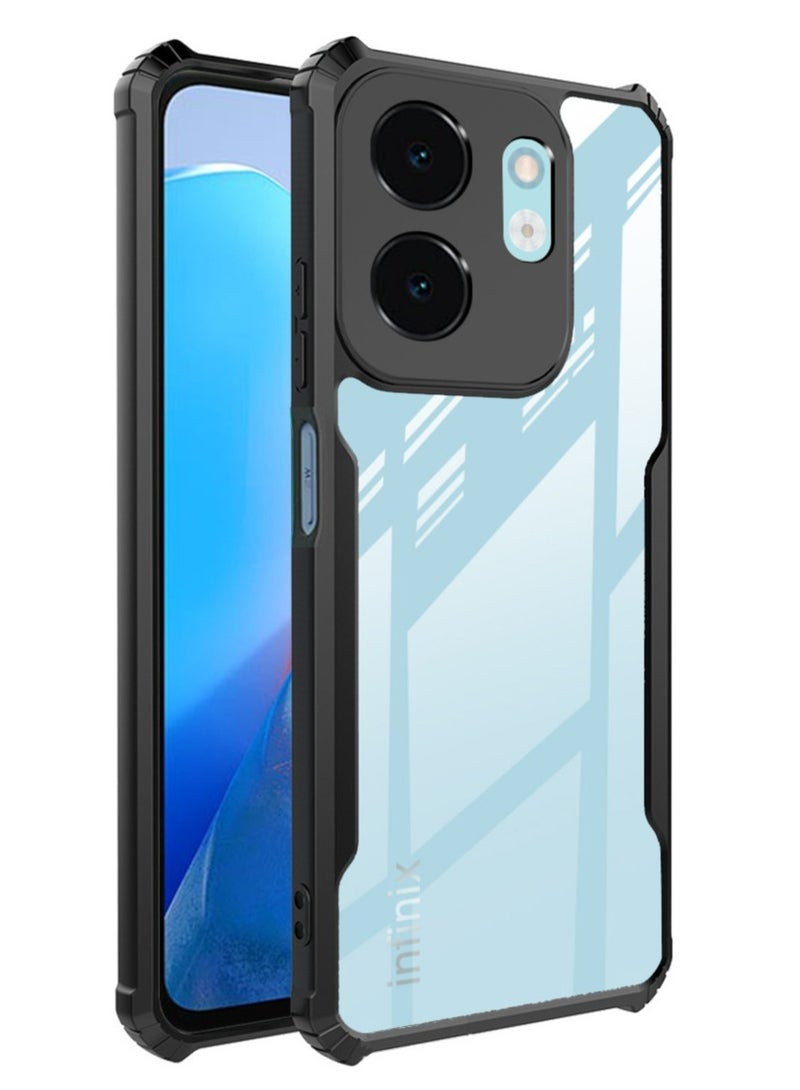 اليشمك غطاء الحالة لـ Infinix Smart 9 / Smart 9HD / Hot50i ، غطاء خفيف الوزن رقيق جداً ناعم TPU مضاد ، غطاء خلفي واضح أكريليك ، أسود - Image 1