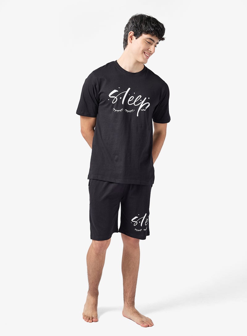 سفنتي فايف طقم بيجامة تي شيرت وشورت - Image 1