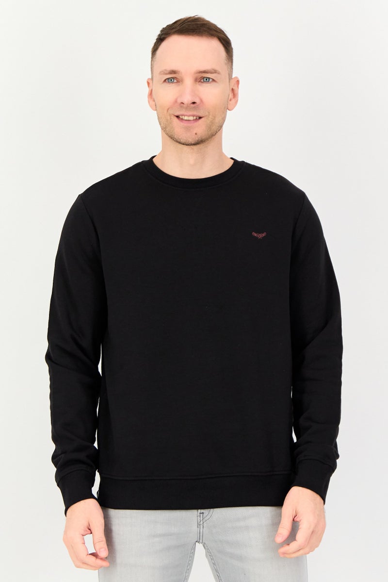 Threadbare Men Crew Neck Embroidered Logo Long Sleeves Sweatshirt, Black - Image 1
