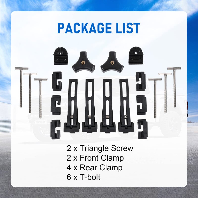 DICMIC Universal Replacement and Accessories Part Kit for Hard Tri-fold & Quad-fold Truck Bed Cover Include Nut, T-Bolt and Tonneau Cover Clamp, 4X Rear Clamp - Image 5