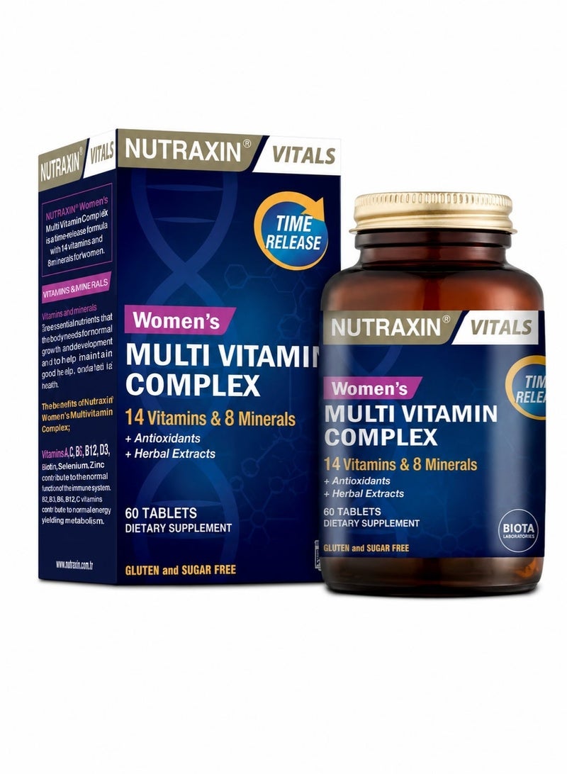 Nutraxin Women’s Multivitamin & Mineral Complex 60 Tablets – Daily Nutritional Support for Energy, Immunity, Hair, Skin & Nails, Hormonal Balance, Bone Health - Image 1