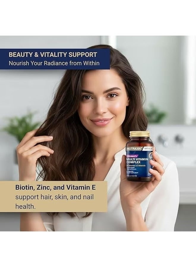 Nutraxin Women’s Multivitamin & Mineral Complex 60 Tablets – Daily Nutritional Support for Energy, Immunity, Hair, Skin & Nails, Hormonal Balance, Bone Health - Image 4
