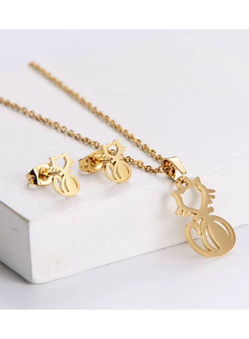 Goolsky Women’s Titanium Steel Pendant Necklace & Earrings Set – Elegant Minimalist Dainty INS Style Jewelry, Hypoallergenic Fade-Resistant Gift - Image 1