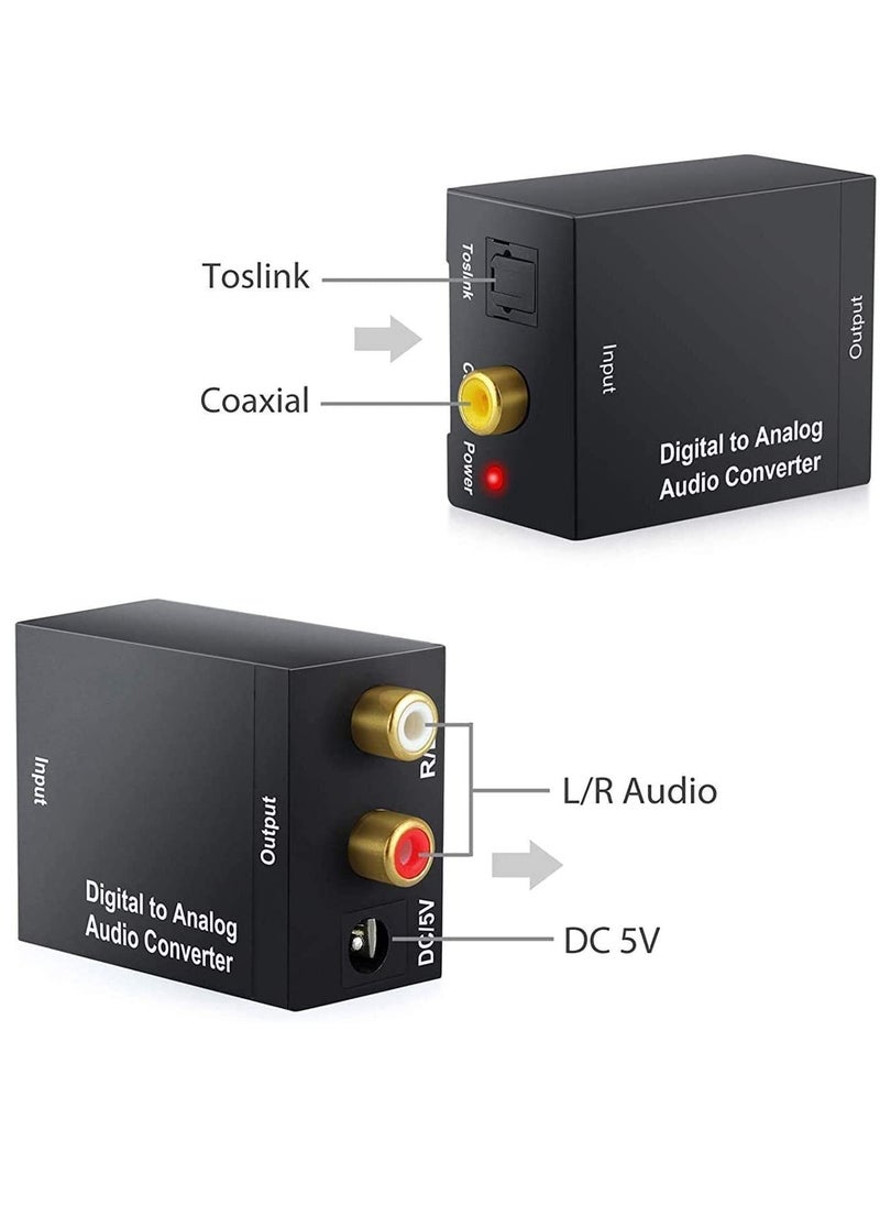 Ntech Digital to Analog Audio Converter SPDIF Optical to Stereo Audio L/R and 3.5mm Jack Box with Toslink Cable for DVD Home Cinema Systems TV  - Image 3