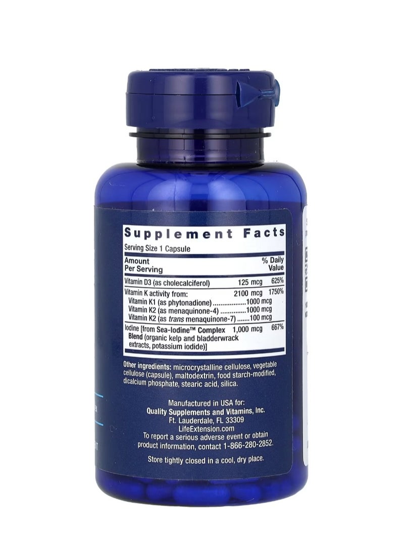 Life Extension Vitamins D and K with Sea-Iodine 60 Capsules - Image 2
