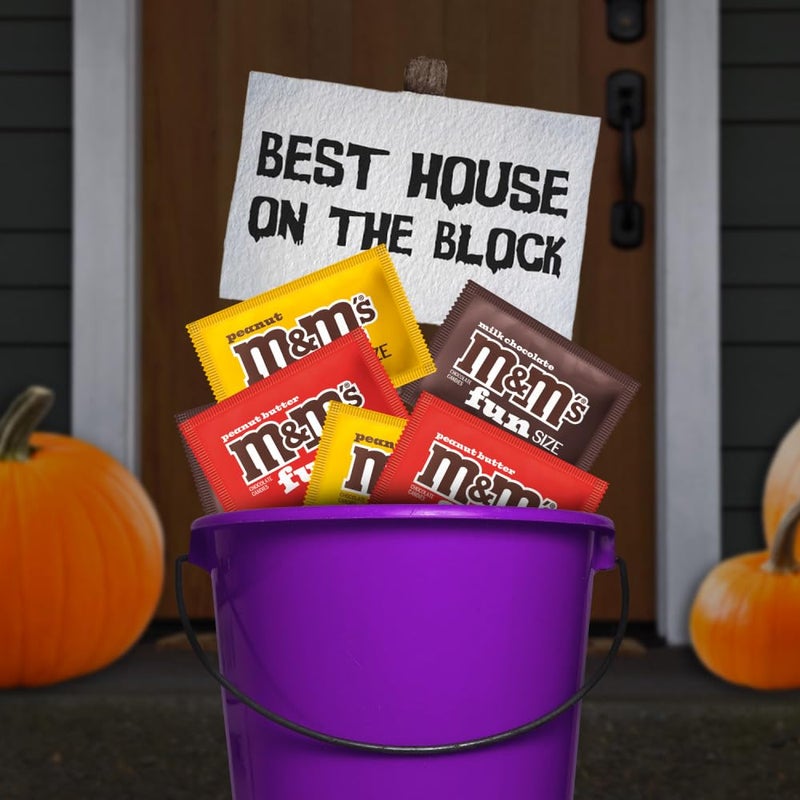 Mars M&M'S Fun Size Assorted Chocolate Candy Variety Pack, Milk Chocolate, Peanut & Peanut Butter, Party Size Bulk Candy Bags for Halloween, Party Favors, Offices, and More, 19.41 Oz - Image 5
