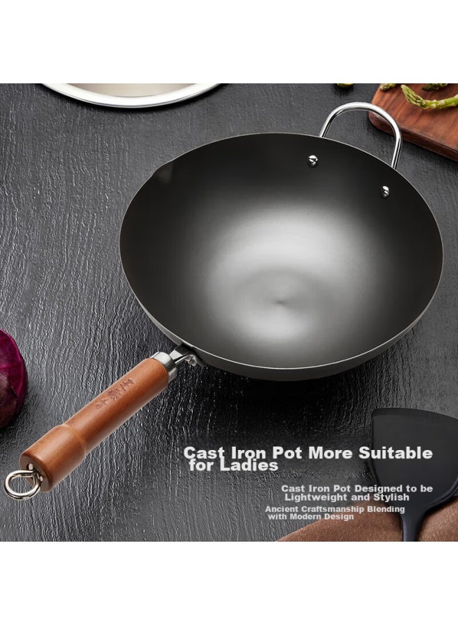 Wang Yuanji Yuanji Iron Wok, Cast Iron Non-coated Non-stick Frying Pan, Suitable For Gas Stove And Induction Cooker, 36cm - Image 1