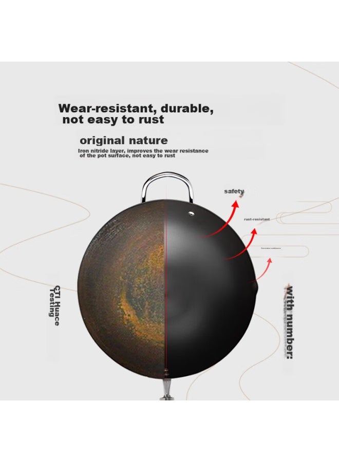 Wang Yuanji Yuanji Iron Wok, Cast Iron Non-coated Non-stick Frying Pan, Suitable For Gas Stove And Induction Cooker, 36cm - Image 2