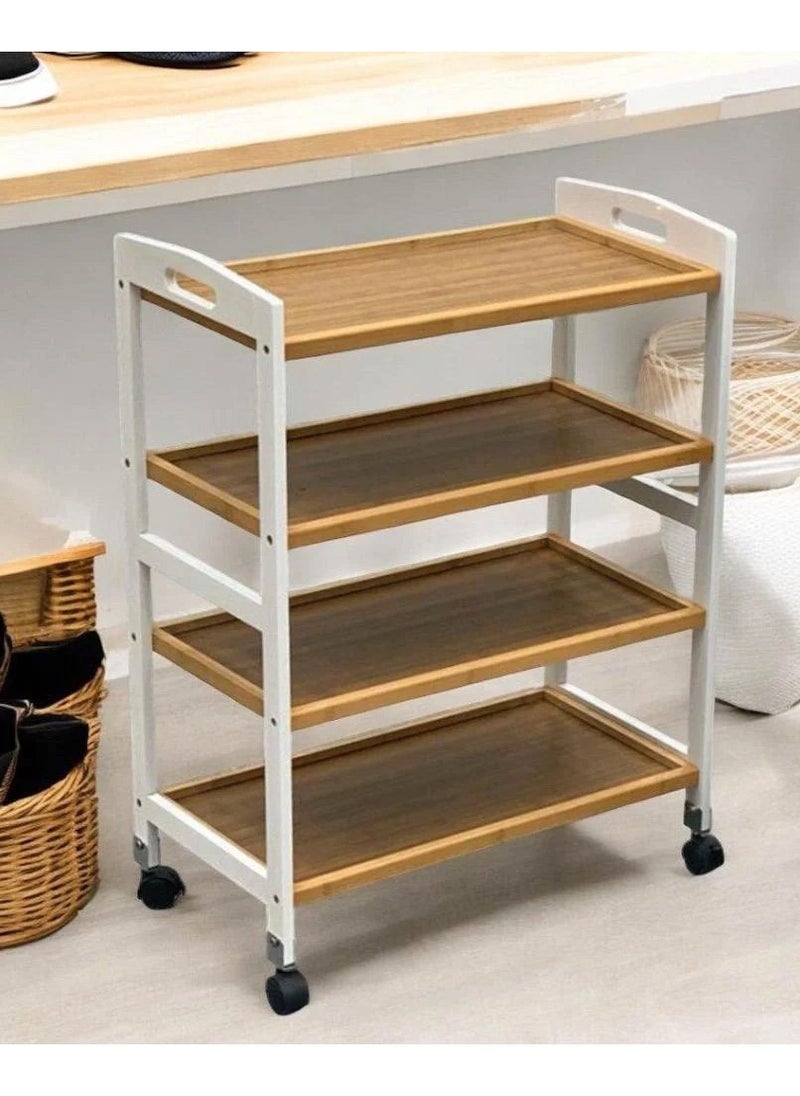 co arma - Brown 4-Tier Rolling Serving Table - Image 1