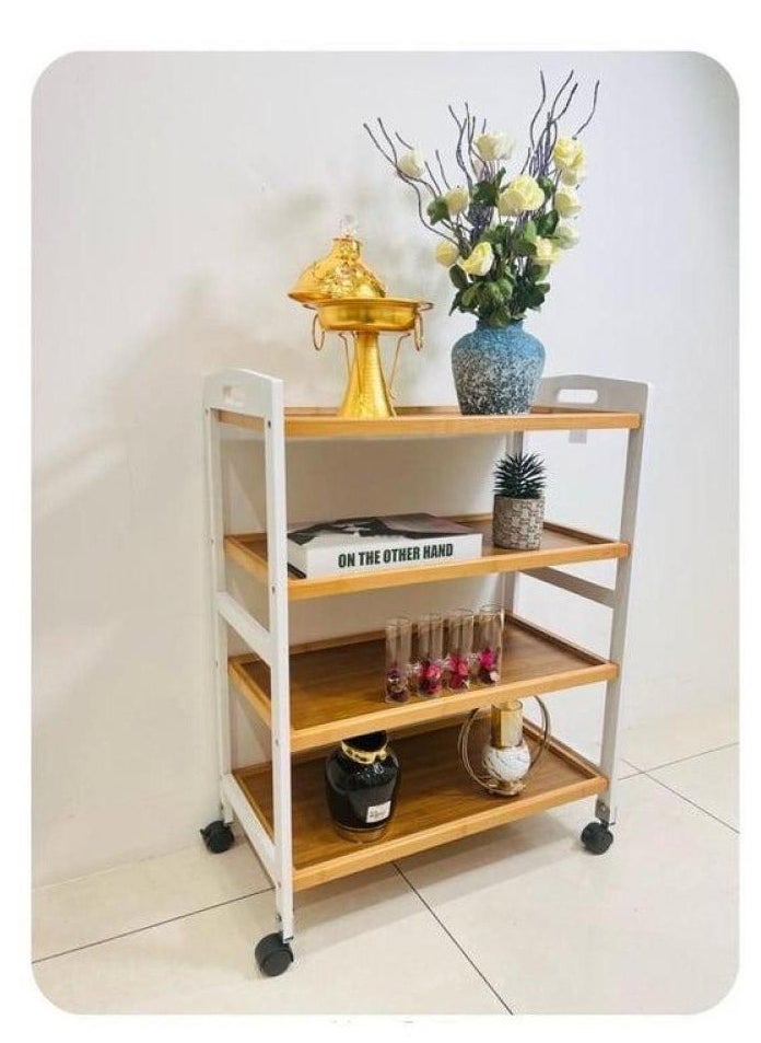 co arma - Brown 4-Tier Rolling Serving Table - Image 1