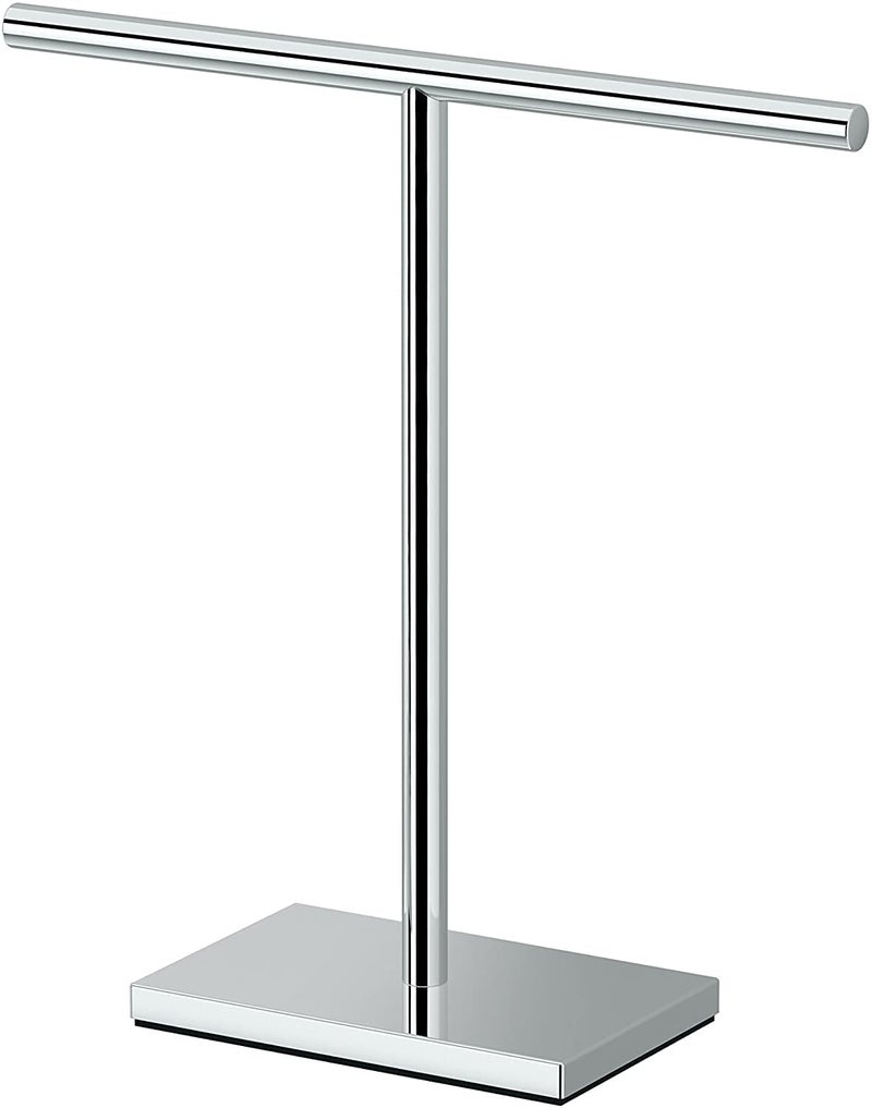 INDIAN DECOR. 31511 Bathroom Hand Towel Holder Stand, T-Shape Modern Rectangle Base Freestanding Countertop Stand, Chrome  - Image 1