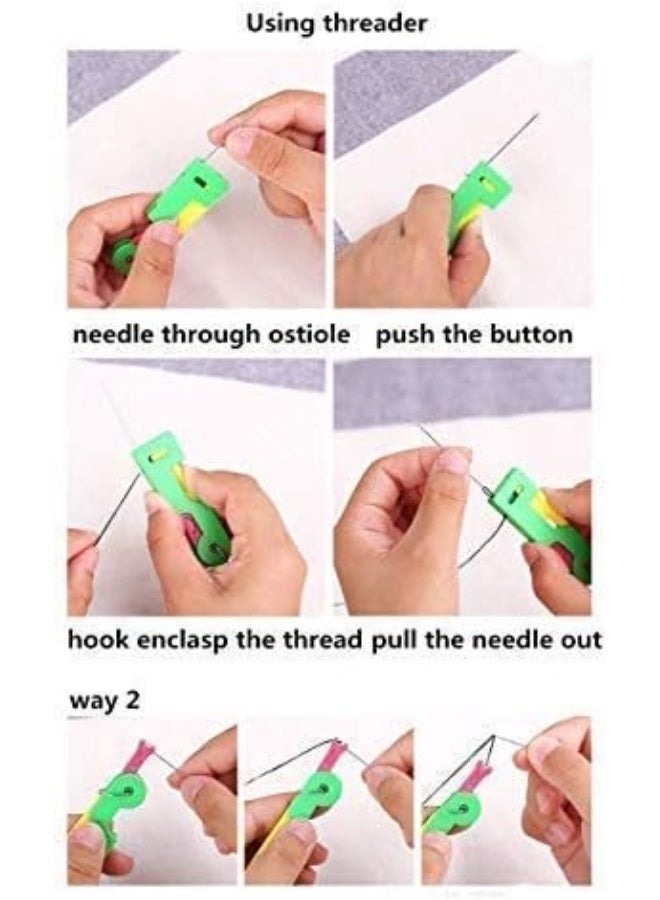 صندوق ادوات خياطة محمول بطبقة مزدوجة مع ابرة ملونة ودبوس مقص واكسسوارات الخياطة اليدوية - Image 4